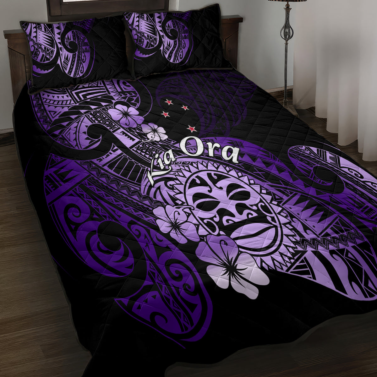 Aotearoa Kia Ora New Zealand Ta Moko Purple Version Quilt Bed Set LT01 - Polynesian Pride