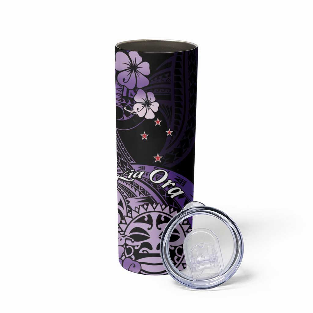 Aotearoa Kia Ora New Zealand Ta Moko Purple Version Skinny Tumbler LT01 - Polynesian Pride