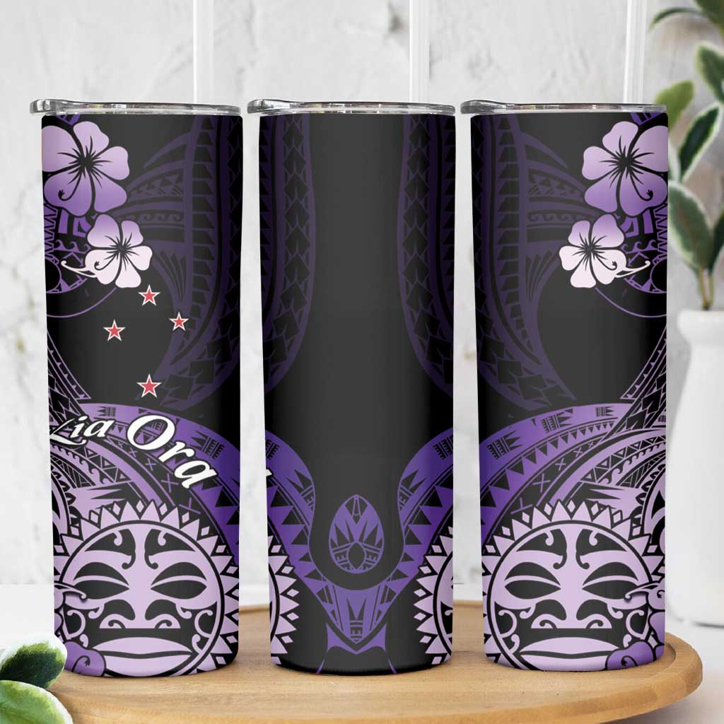 Aotearoa Kia Ora New Zealand Ta Moko Purple Version Skinny Tumbler LT01 - Polynesian Pride