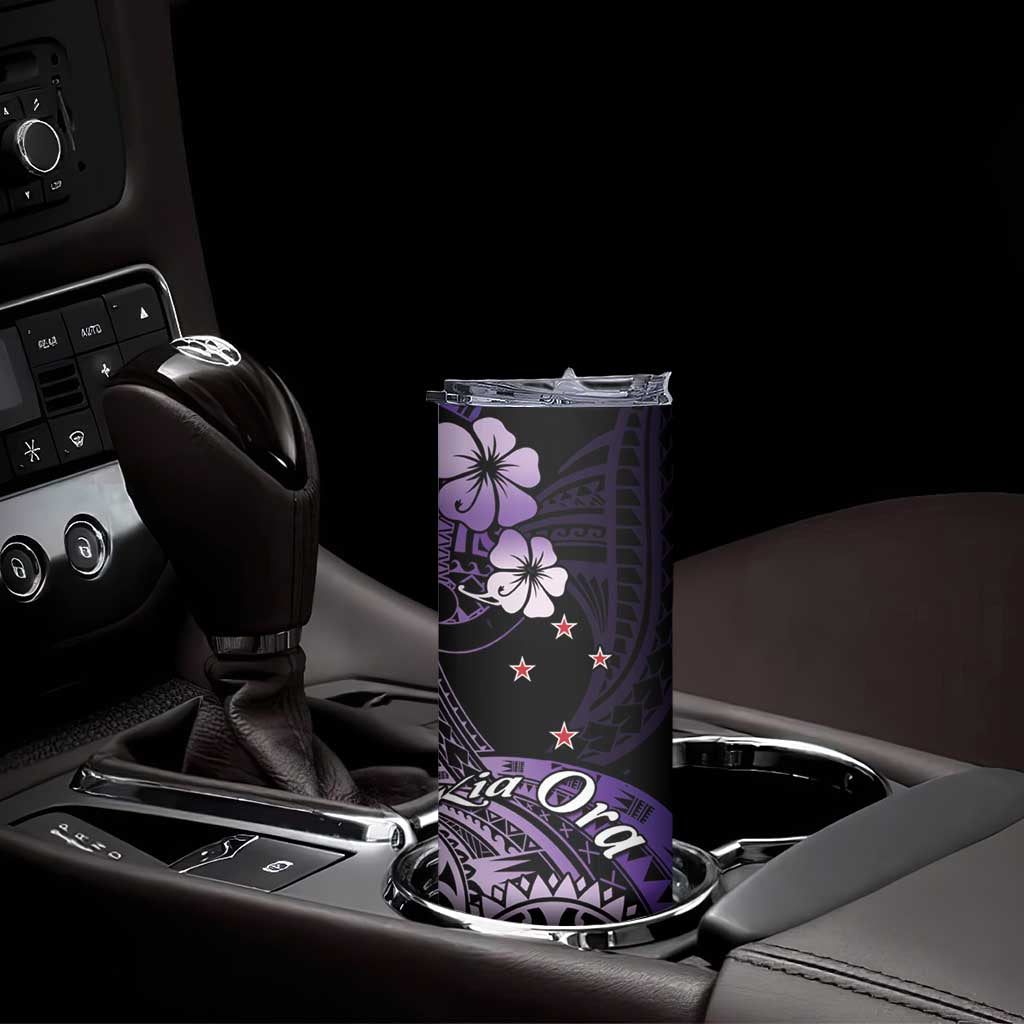 Aotearoa Kia Ora New Zealand Ta Moko Purple Version Skinny Tumbler LT01 - Polynesian Pride