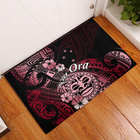 Aotearoa Kia Ora New Zealand Ta Moko Red Version Rubber Doormat LT01 Red - Polynesian Pride