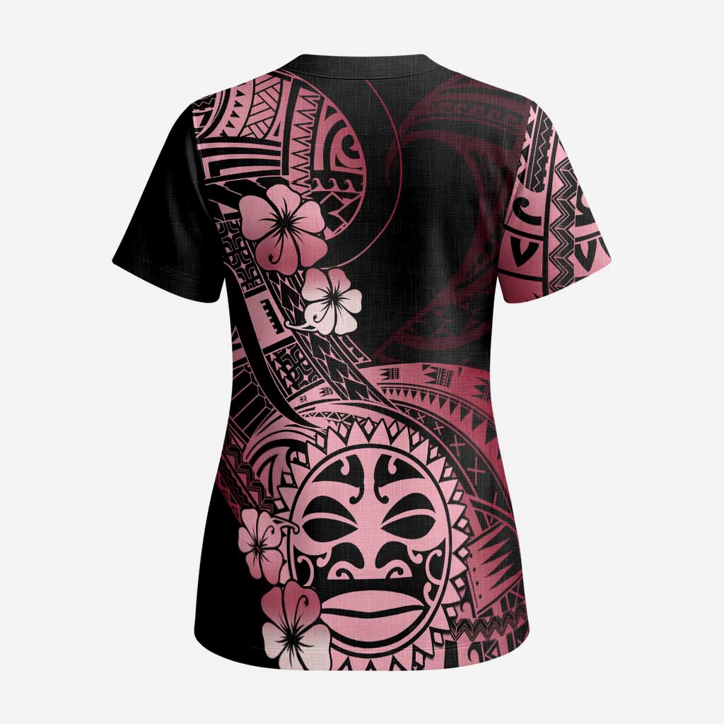 Aotearoa Kia Ora New Zealand Ta Moko Red Version Scrub Top - Polynesian Pride