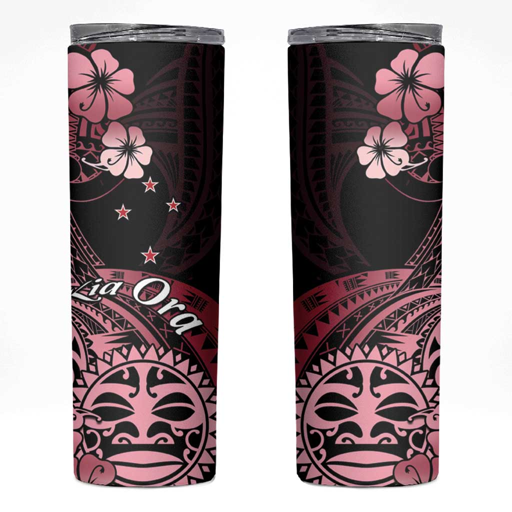 Aotearoa Kia Ora New Zealand Ta Moko Red Version Skinny Tumbler LT01 Red - Polynesian Pride