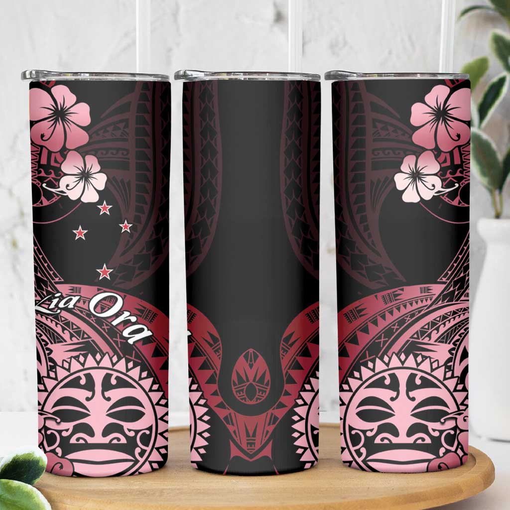 Aotearoa Kia Ora New Zealand Ta Moko Red Version Skinny Tumbler LT01 - Polynesian Pride