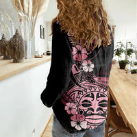 Aotearoa Kia Ora New Zealand Ta Moko Red Version Women Casual Shirt LT01 - Polynesian Pride