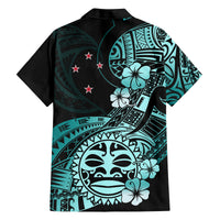 Aotearoa Kia Ora New Zealand Ta Moko Turquoise Version Family Matching Summer Maxi Dress and Hawaiian Shirt LT01 - Polynesian Pride