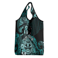 Aotearoa Kia Ora New Zealand Ta Moko Turquoise Version Grocery Bag LT01 - Polynesian Pride