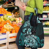 Aotearoa Kia Ora New Zealand Ta Moko Turquoise Version Grocery Bag LT01 - Polynesian Pride