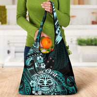Aotearoa Kia Ora New Zealand Ta Moko Turquoise Version Grocery Bag LT01 - Polynesian Pride