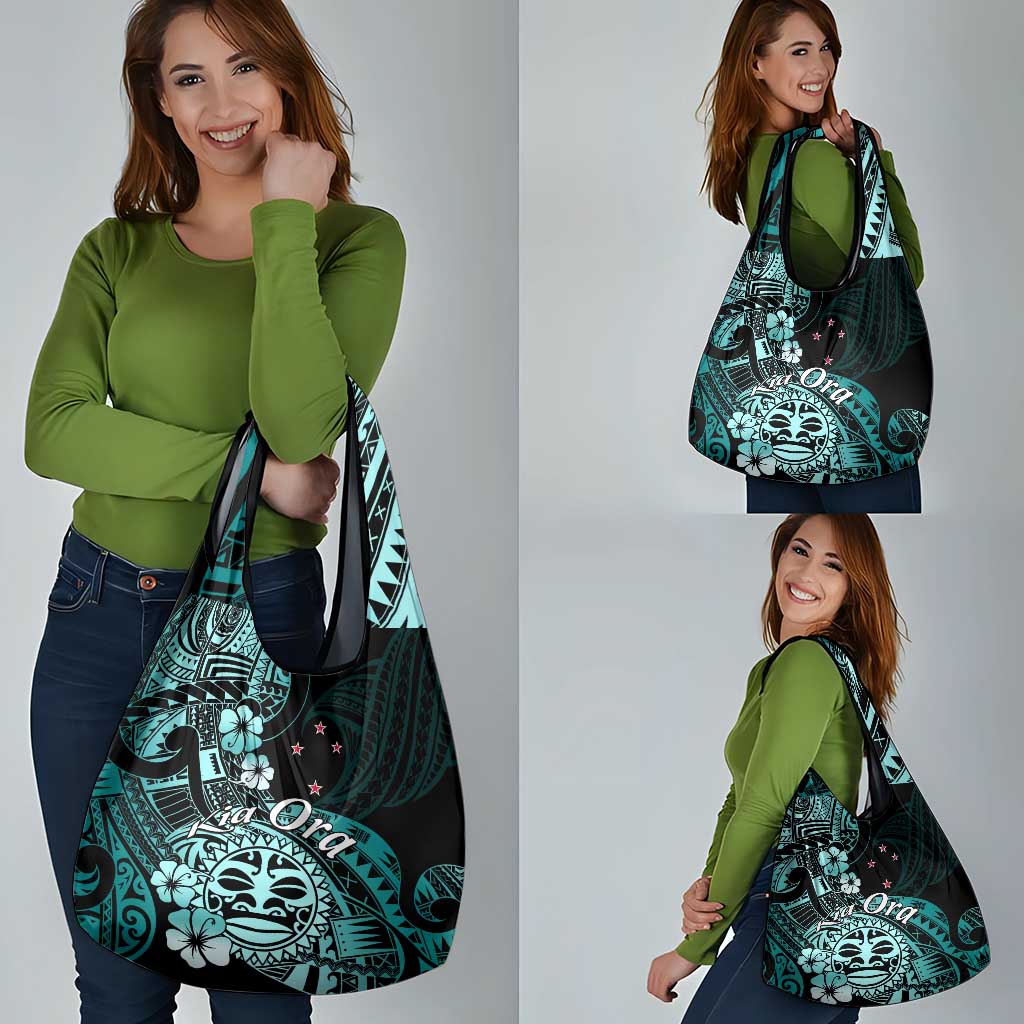 Aotearoa Kia Ora New Zealand Ta Moko Turquoise Version Grocery Bag LT01 - Polynesian Pride