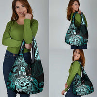 Aotearoa Kia Ora New Zealand Ta Moko Turquoise Version Grocery Bag LT01 - Polynesian Pride