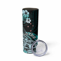 Aotearoa Kia Ora New Zealand Ta Moko Turquoise Version Skinny Tumbler LT01 - Polynesian Pride