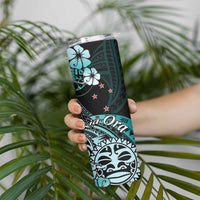 Aotearoa Kia Ora New Zealand Ta Moko Turquoise Version Skinny Tumbler LT01 - Polynesian Pride