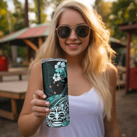 Aotearoa Kia Ora New Zealand Ta Moko Turquoise Version Skinny Tumbler LT01 - Polynesian Pride
