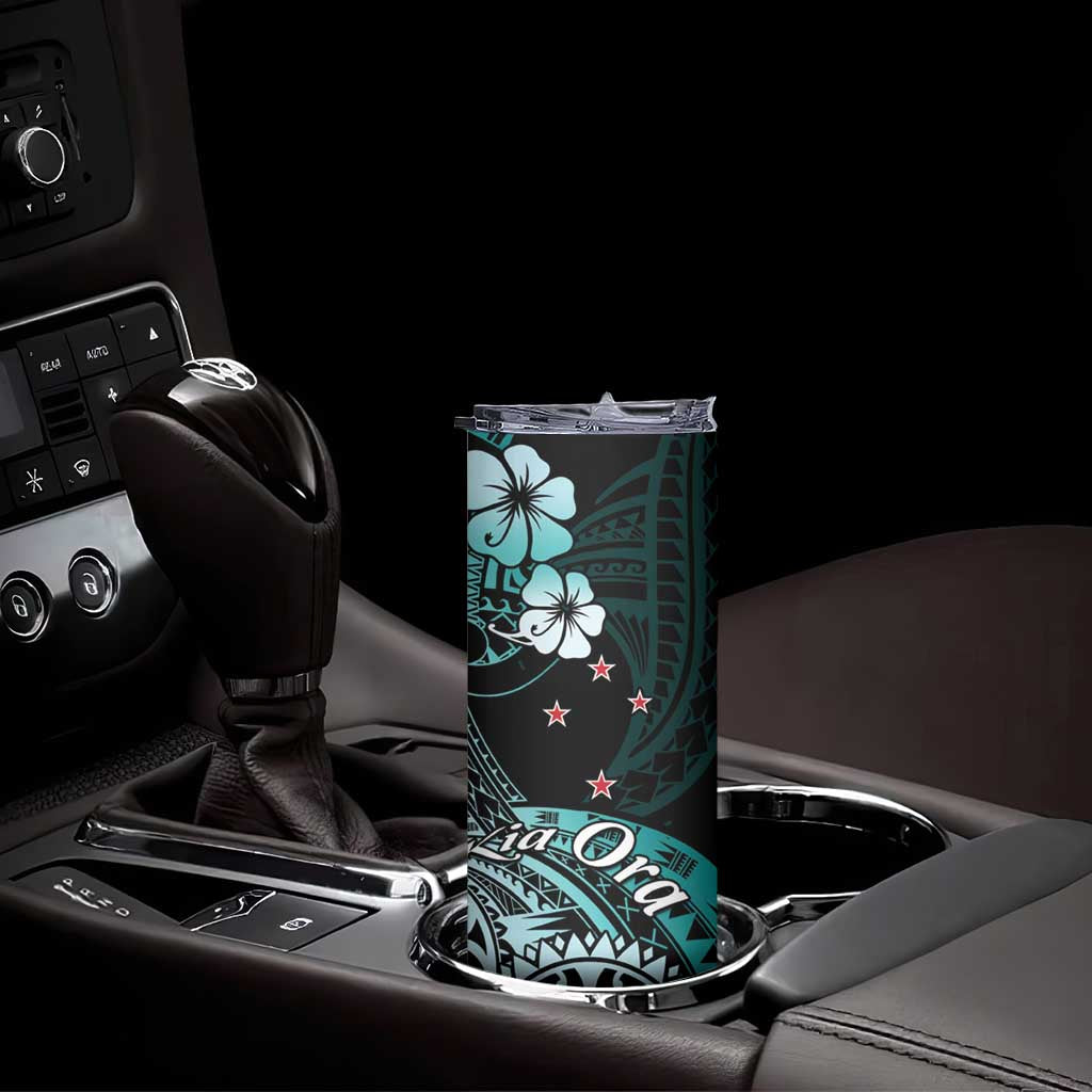 Aotearoa Kia Ora New Zealand Ta Moko Turquoise Version Skinny Tumbler LT01 - Polynesian Pride
