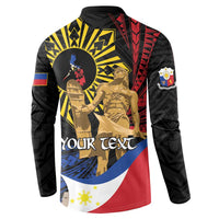 Personalized Lapulapu The First Filipino Hero Button Sweatshirt Polynesian Pattern