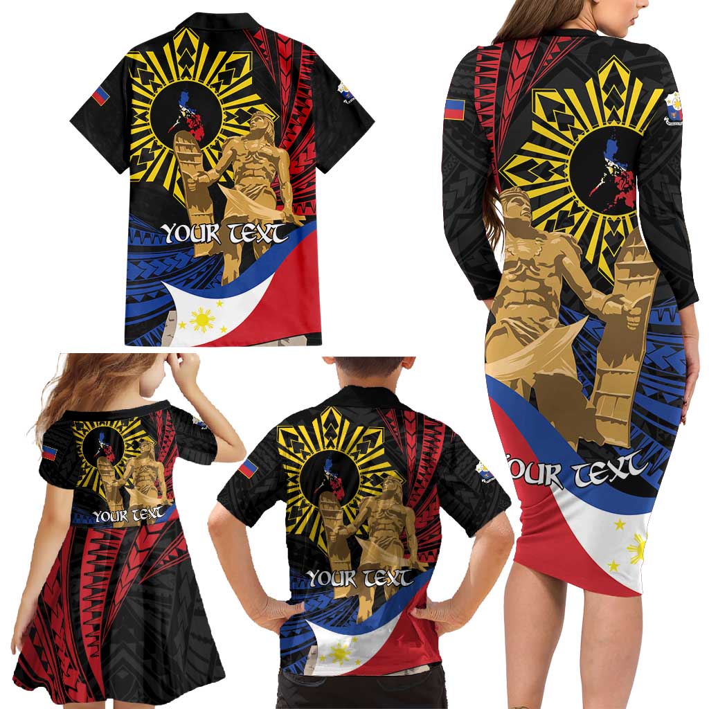 Personalized Lapulapu The First Filipino Hero Family Matching Long Sleeve Bodycon Dress and Hawaiian Shirt Polynesian Pattern LT01 - Polynesian Pride