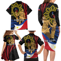 Personalized Lapulapu The First Filipino Hero Family Matching Long Sleeve Bodycon Dress and Hawaiian Shirt Polynesian Pattern LT01 - Polynesian Pride
