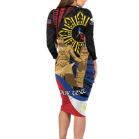 Personalized Lapulapu The First Filipino Hero Family Matching Long Sleeve Bodycon Dress and Hawaiian Shirt Polynesian Pattern LT01 - Polynesian Pride
