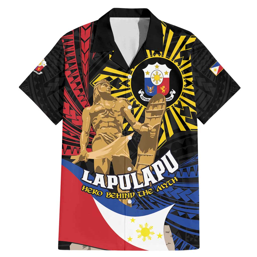 Personalized Lapulapu The First Filipino Hero Family Matching Mermaid Dress and Hawaiian Shirt Polynesian Pattern LT01 Dad's Shirt - Short Sleeve Black - Polynesian Pride
