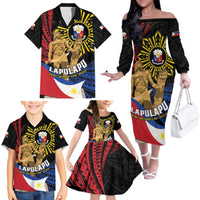 Personalized Lapulapu The First Filipino Hero Family Matching Off The Shoulder Long Sleeve Dress and Hawaiian Shirt Polynesian Pattern LT01 - Polynesian Pride