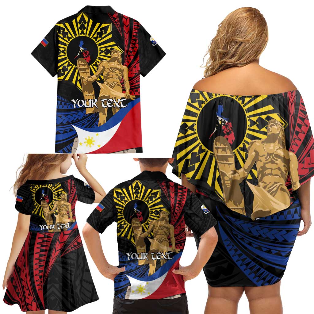 Personalized Lapulapu The First Filipino Hero Family Matching Off Shoulder Short Dress and Hawaiian Shirt Polynesian Pattern LT01 - Polynesian Pride