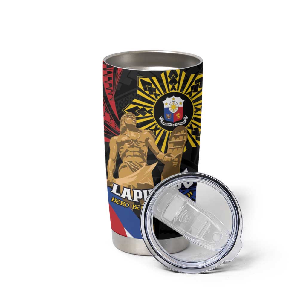 Personalized Lapulapu The First Filipino Hero Tumbler Cup Polynesian Pattern