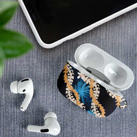 Puakenikeni Maile Lei AirPods Case Frangipani Blue Tropical Leaves