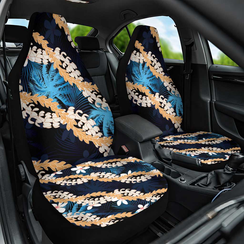 Puakenikeni Maile Lei Car Seat Cover Frangipani Blue Tropical Leaves LT01 One Size Blue - Polynesian Pride