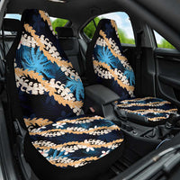 Puakenikeni Maile Lei Car Seat Cover Frangipani Blue Tropical Leaves LT01 One Size Blue - Polynesian Pride