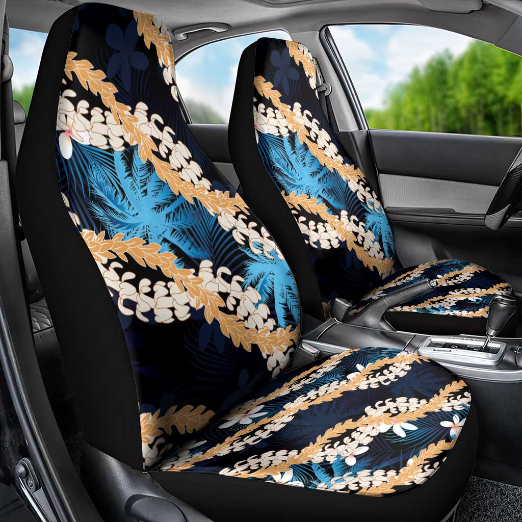 Puakenikeni Maile Lei Car Seat Cover Frangipani Blue Tropical Leaves LT01 - Polynesian Pride