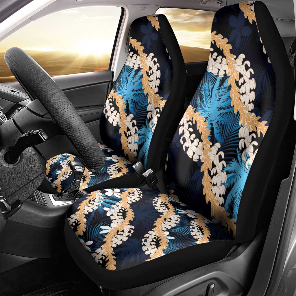 Puakenikeni Maile Lei Car Seat Cover Frangipani Blue Tropical Leaves LT01 - Polynesian Pride