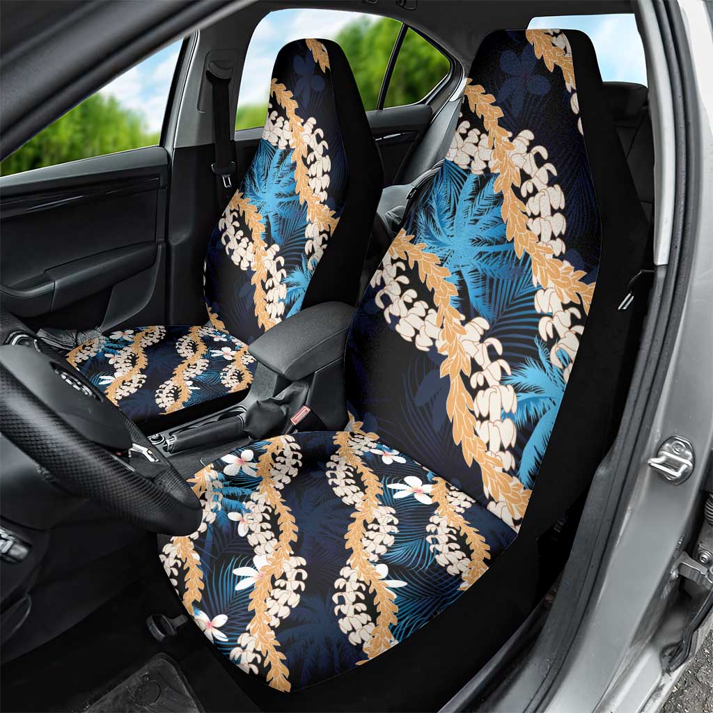 Puakenikeni Maile Lei Car Seat Cover Frangipani Blue Tropical Leaves LT01 - Polynesian Pride