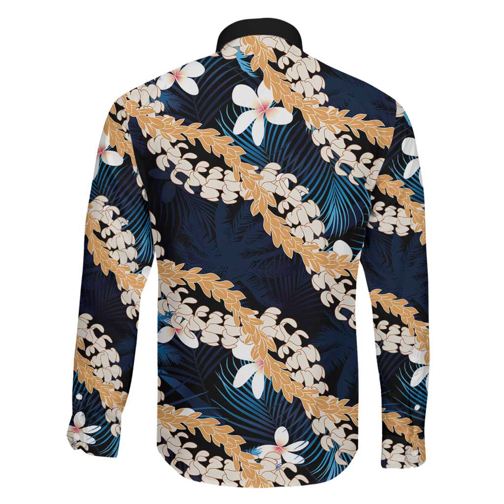 Puakenikeni Maile Lei Family Matching Short Sleeve Bodycon Dress and Hawaiian Shirt Frangipani Blue Tropical Leaves LT01 - Polynesian Pride