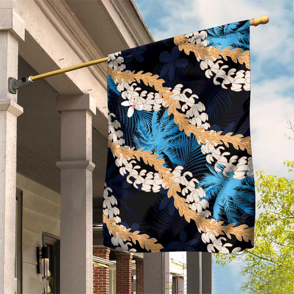 Puakenikeni Maile Lei Garden Flag Frangipani Blue Tropical Leaves