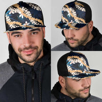Puakenikeni Maile Lei Mesh Trucker Cap Frangipani Blue Tropical Leaves LT01 - Polynesian Pride