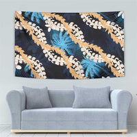 Puakenikeni Maile Lei Tapestry Frangipani Blue Tropical Leaves