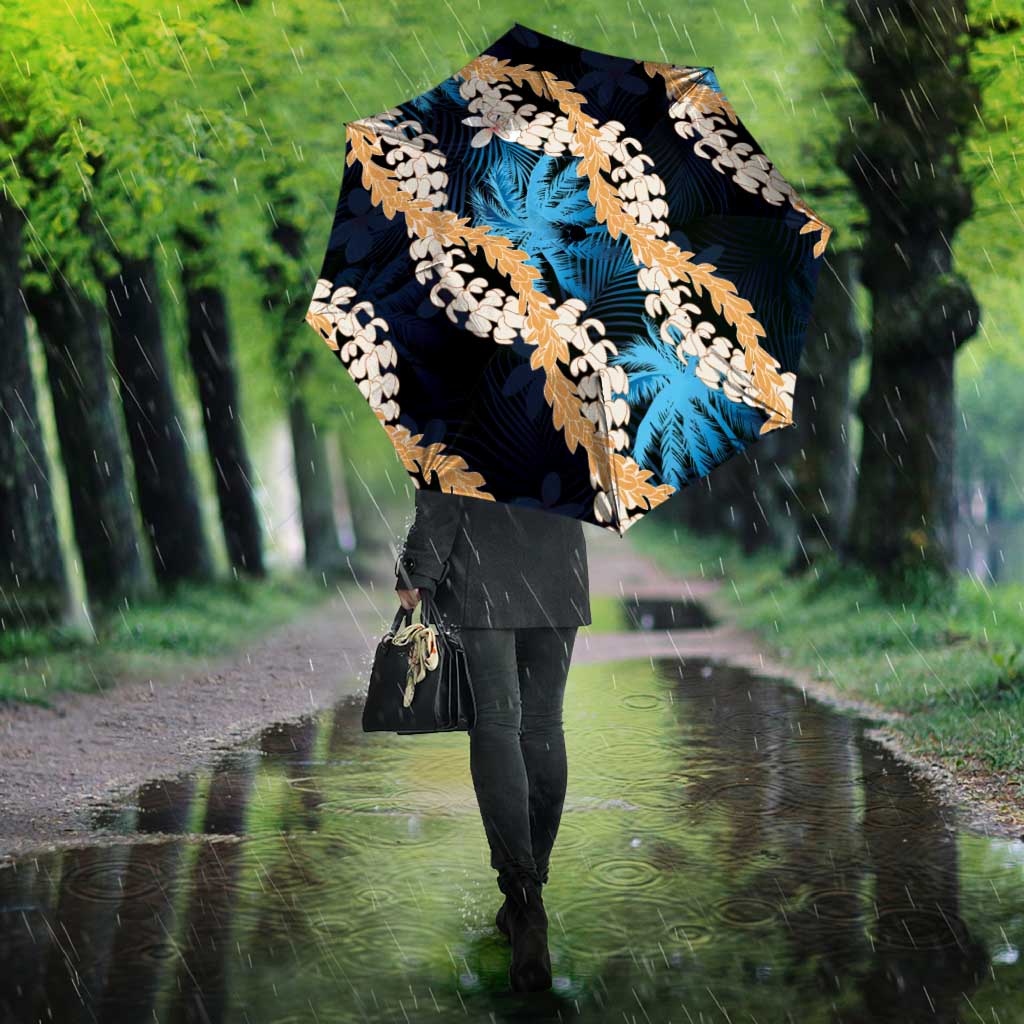 Puakenikeni Maile Lei Umbrella Frangipani Blue Tropical Leaves