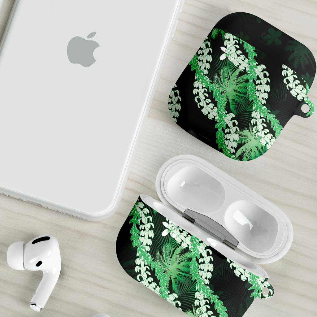 Puakenikeni Maile Lei AirPods Case Frangipani Green Tropical Leaves