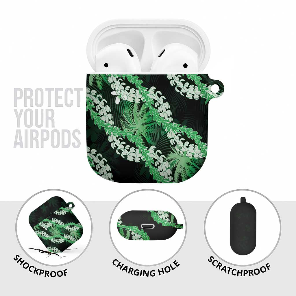 Puakenikeni Maile Lei AirPods Case Frangipani Green Tropical Leaves
