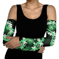 Puakenikeni Maile Lei Arm Sleeves Frangipani Green Tropical Leaves