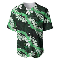Puakenikeni Maile Lei Baseball Jersey Frangipani Green Tropical Leaves LT01 Green - Polynesian Pride