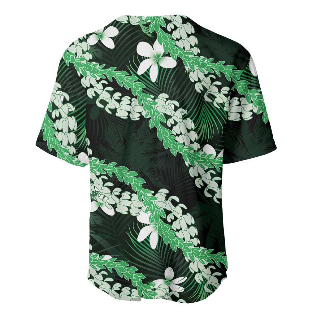 Puakenikeni Maile Lei Baseball Jersey Frangipani Green Tropical Leaves LT01 - Polynesian Pride