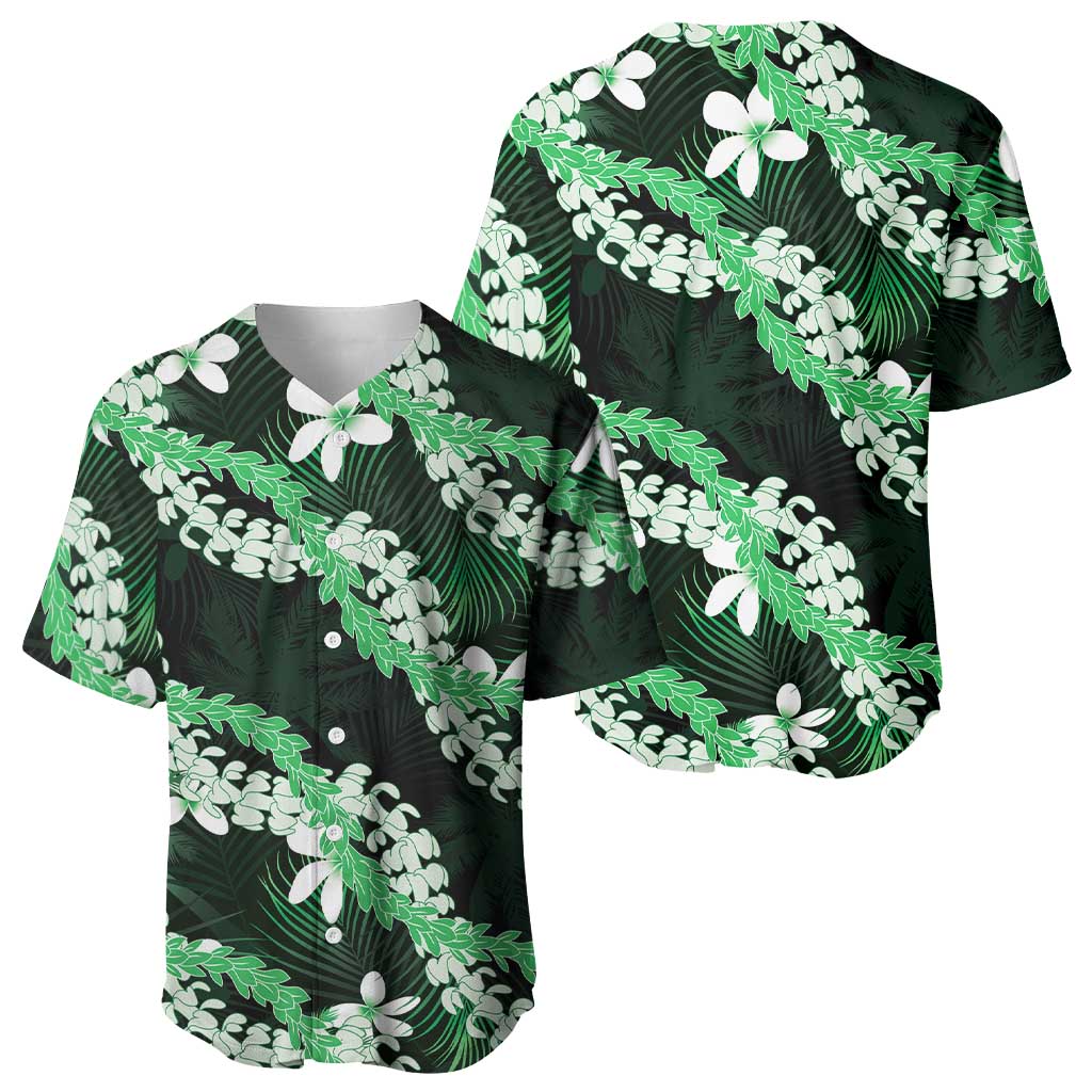 Puakenikeni Maile Lei Baseball Jersey Frangipani Green Tropical Leaves LT01 - Polynesian Pride