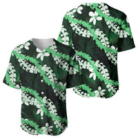 Puakenikeni Maile Lei Baseball Jersey Frangipani Green Tropical Leaves LT01 - Polynesian Pride