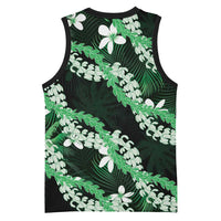 Puakenikeni Maile Lei Basketball Jersey Frangipani Green Tropical Leaves LT01 - Polynesian Pride