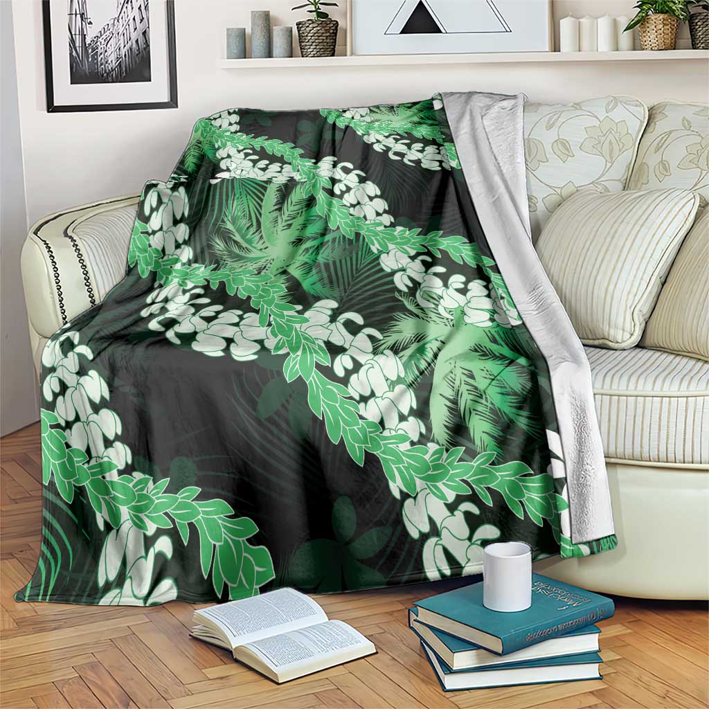 Puakenikeni Maile Lei Blanket Frangipani Green Tropical Leaves