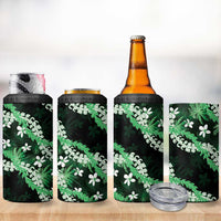 Puakenikeni Maile Lei 4 in 1 Can Cooler Tumbler Frangipani Green Tropical Leaves LT01 - Polynesian Pride