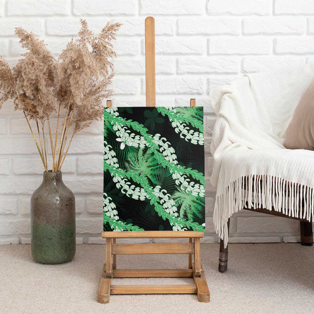 Puakenikeni Maile Lei Canvas Wall Art Frangipani Green Tropical Leaves LT01 - Polynesian Pride