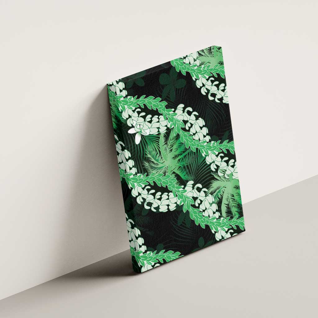 Puakenikeni Maile Lei Canvas Wall Art Frangipani Green Tropical Leaves LT01 - Polynesian Pride